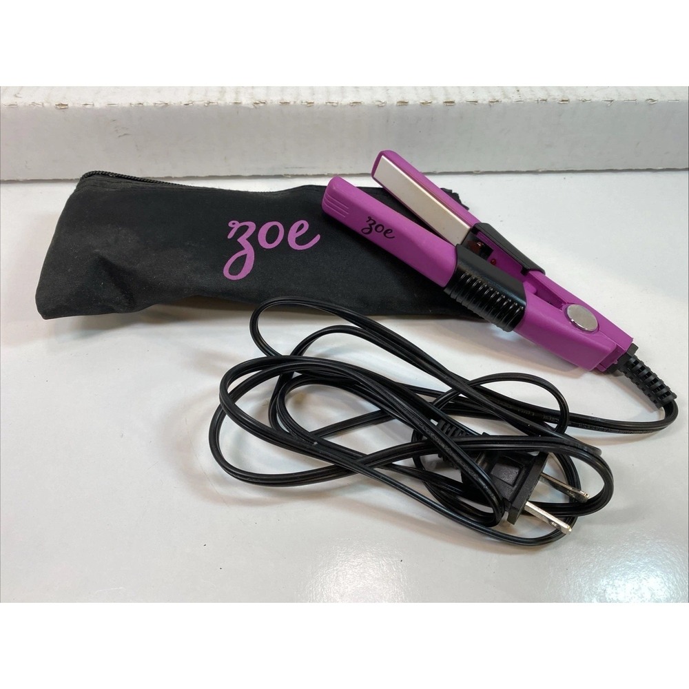 Zoe Ayla Professional Mini Travel Flat Iron Straightener Hot Pink W/ Travel Cash